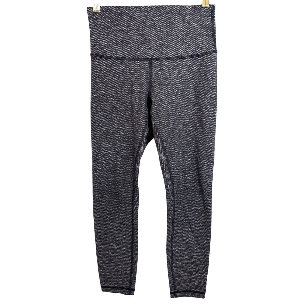 Lululemon‎ Leggings Size 4 Black Gray Herringbone Lounge Comfort Workout Ankle